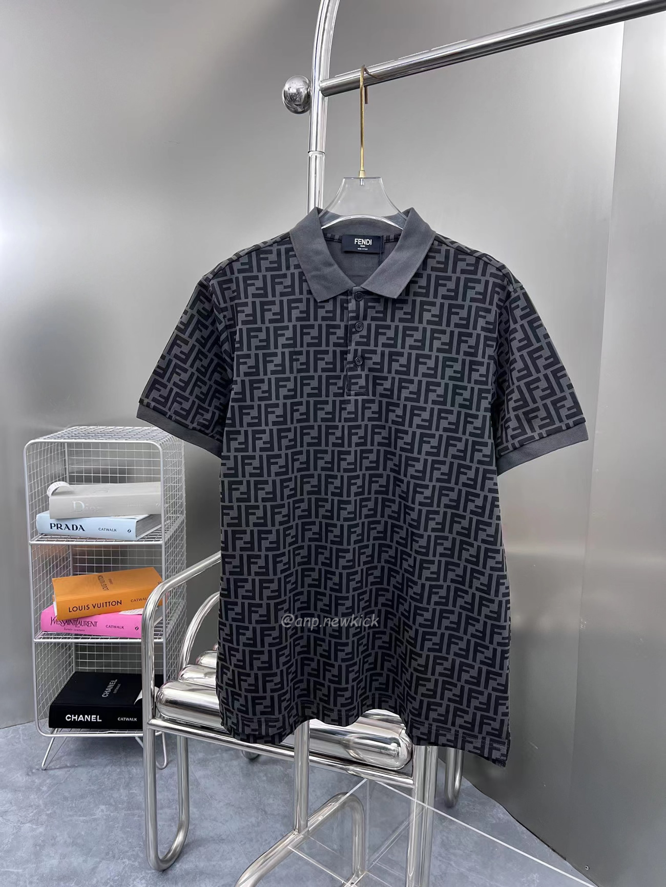 Fendi Ff Black Polo T Shirt (5) - newkick.app